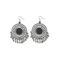 Indian Traditional with Bollywood Style Touch Plated Designer Mirror Silver Oxidised Earrings For girls By Indian Collectible