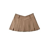 High Waist Women's A-Line Skirts Sexy gray9 Mini Skirt Female Korean Streetwear Vintage Pleated Skirt for Girls S Khaki
