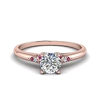 Choose Your Gemstone Petite Dome Engagement Ring Rose Gold Plated Round Shape Petite Engagement Rings Gemstone Wedding Promise Gift Casual Wear Party Wear Daily Wear Office Wear US Size 4 to 12