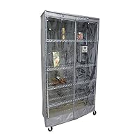 Formosa Covers Premium Clear Front Wire Shelf Cover Grey - Heavy-Duty Storage Solution Wire Rack Cover (36”Wx18”Dx72”H) - Waterproof PVC, Water/Dust Resistant Fabric, Multi Zipper (Cover only)