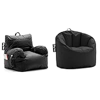 Big Joe Dorm Bean Bag Chair with Drink Holder and Pocket, Black Smartmax (Product 1) Milano Beanbag Chair Stretch Limo Black Smartmax (Product 2)