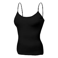 Basic Padded Camisole with Adjustable Spaghetti Strap Plus Size Undershirt Women's Tunic Cami Top, 2XL Black