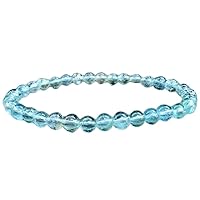 6mm Natural Gemstone Blue Topaz Round shape Smooth cut beads 7.5 inch stretchable bracelet for men. | HS_Stbr_M_02302
