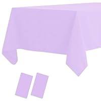 2 Pack Plastic Tablecloths Disposable Plastic Table Covers Table Cloths BBQ Picnic Birthday Wedding Parties Waterproof TableCloth Oil-proof Table Cloth Thin Light Purple Table Covers 54 x 108 In