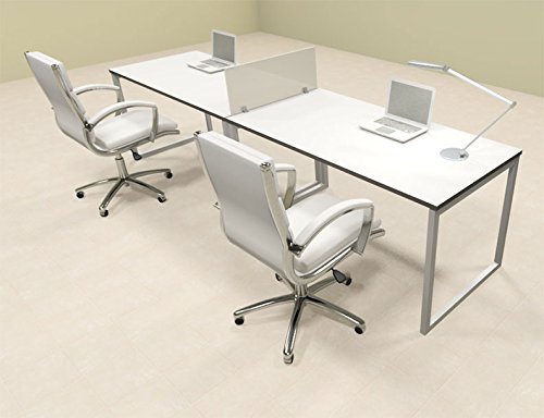 Two Person Modern Acrylic Divider Office Workstation, AL-OPN-SP1