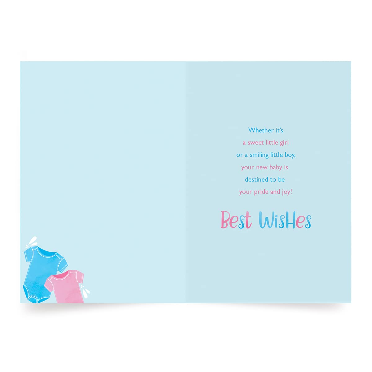 Designer Greetings Baby Gender Reveal Cards – Cute Pink and Blue Baby Accessory Design (6 Cards with Envelopes)