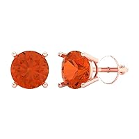 2.9ct Round Cut Conflict Free Solitaire Fine Genuine Red Unisex Stud Earrings 14k Rose Gold Screw Back conflict free Jewelry
