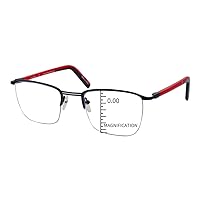 Attitude 2, Progressive Multifocus Reading Glasses, Anti Blue Light Resin Lens, Zero Magnification on Top Lens (Square Black, up+0.00,down+3.00)