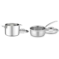 Cuisinart French Classic Tri-Ply Stainless 6-Quart Stockpot with Cover and Cuisinart 1.5 Quart Multiclad Pro Triple Ply Saucepan w/Cover, MCP19-16N
