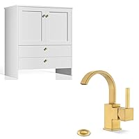 phiestina White 30 inch Bathroom Vanity with Sink and 4 inch Single Handle Bathroom Faucet Bundle