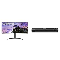 LG UltraWide QHD 34-Inch Computer Monitor 34WP65C-B, VA with HDR 10 Compatibility & Epson Workforce ES-50 Portable Sheet-Fed Document Scanner for PC and Mac