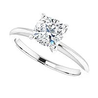 925 Silver,10K/14K/18K Solid White Gold Handmade Engagement Ring 1.0 CT Cushion Cut Moissanite Diamond Solitaire Wedding/Bridal Gift for Women/Her Gorgeous Gift