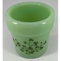 Flower Pot - Jade Jadeite Jadite Green Glass - Mosser USA (Small, Shamrocks)