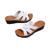 Leather Sandals　fashionable and versatile women's slippers for outdoor wear in summer　　Thick soled non slip women's slippers