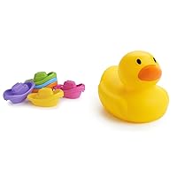 6pc Little Boat Train Bath Toy Set and White Hot® Safety Bath Ducky