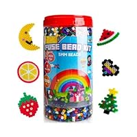 FUNZBO 37000+ 5mm Fuse Beads Kit with 7000+ Normal Color Refill Jar - 30 Colors with 6 Pegboards & 10 Iron Paper, Crafts for Kids Ages 4-8, Gifts for Kids, Teens & Adults