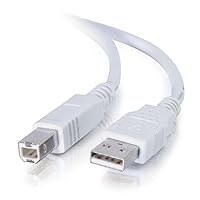 C2G USB Connection Cable, USB 2.0 A to B Cable, Plug and Play USB Hub with Long USB Extension Cable, 6.5 Foot USB Cable, White, C2G 13172