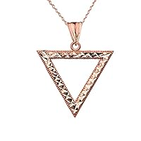 CHIC OPEN TRIANGLE PENDANT NECKLACE IN ROSE GOLD - Gold Purity:: 14K, Pendant/Necklace Option: Pendant With 16
