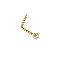9k Solid Yellow Gold L Bend Nose Ring 3.5mm Flower 22G