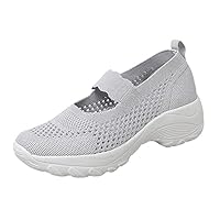 Women's Mesh Walking Shoes Breathable Slip on Shoes Work Flats Shoes White Tennis Shoes Casual Garden Shoes