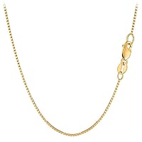 14K REAL Yellow OR White SOLID Gold 1.00mm Thick Shiny Classic Mirror Box Chain with Lobster-Claw Clasp (16