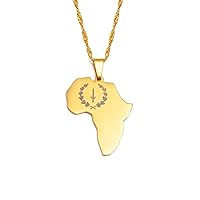 Map Pendant Necklace - African American Heritage Map Necklace Ethnic Decoration, Africa Map Pendant with Flag Ethnic Clothing Accessories Elegant Clavicle Chain, Patriotic Pendant Gift