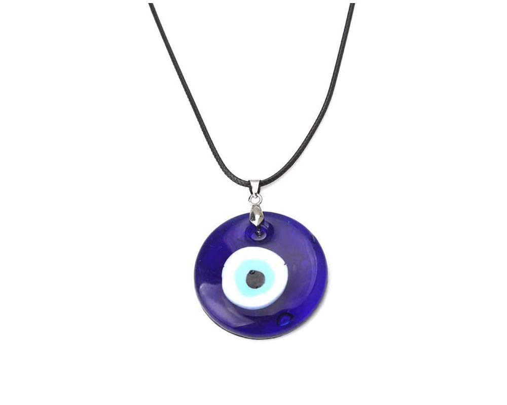 Caiyao Evil Eye Pendant Necklace Glass Leather Rope Chain Turkish Protect Lucky Necklace for Women Men