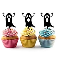 TA0781 Funny Flying Ghost Silhouette Party Wedding Birthday Acrylic Cupcake Toppers Decor 10 pcs