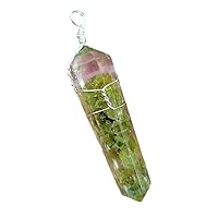 Peridot resin Point Crystal Healing gemstone Cut wire wrapped Point Pendant with Metal Bail