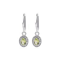 RKGEMSS Peridot Silver Earrings ~ 925 Sterling Silver ~ Peridot Oval Earrings ~ Peridot Gemstone Dangle Earrings ~ Statement Jewelry ~ Minimalist Jewellery., Green