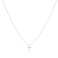 Sterling Silver Faith Diamond Communion Cross Adjustable Necklace for Girls. Ideal for Baptism, Quinceañera, Flower Girls and First Communion Gifts