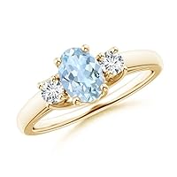 Carillon 925 Sterling Silver 1.20 Ctw Oval Aquamarine Three Stone Women Engagement Ring