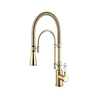 KunMai Kitchen Faucet with Pull Down Sprayer Gold Kitchen Sink Faucet Commercial High Arc Dual-Mode Kitchen Faucets