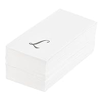 Restaurantware Luxenap 15.8 X 7.9 Inch Linen-Feel Guest Towels 2000 Lettered Hand Towels - Silver Letter 'L' Cursive Font White Paper Dinner Napkins airlaid For Restrooms And Tables
