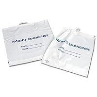 Medline Patient Plastic Belongings Bag with Drawstring, Clear, Hospital Essentials, 18