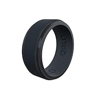 QALO Men's Rubber Silicone Ring, Polished Step Edge Rubber Wedding Band, Breathable, Durable Rubber Wedding Ring for Men, Multi Packs, Multi Colors
