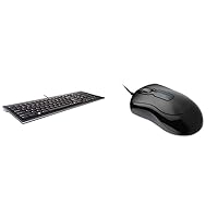 Kensington Slim Type Wired Keyboard (K72357USA) and Mouse-in-a-Box Wired USB Mouse (K72356US) Bundle, Black