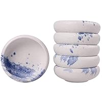 Soy Sauce Dish Sushi Dipping Bowl Pinch Bowl Japanese Small Bowl Set of 6,3.35 Inch(4.5 oz Texture White)