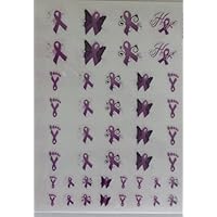 40 Relay for Life Purple Ribbon Cancer Awareness Hope Nail Art Decal Sticker