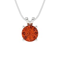 Clara Pucci 1.0 ct Round Cut Genuine Red Simulated Diamond Solitaire Pendant Necklace With 16
