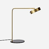 Desk Lamp Golden LED Table Lamp for Home Office Simple Bedroom Bedside Lamp Iron Art Reading and Learning Lamp with Marble Base, Push Button Switch Table Lamp