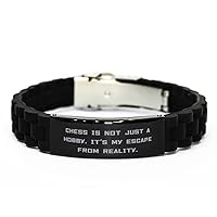 Gag Chess, Chess is not Just a Hobby. It's My Escape from Reality, Holiday Black Glidelock Clasp Bracelet for Chess