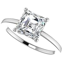 Moissanite Handmade Engagement Ring 2 CT Asscher Cut, VVS1 Clarity Colorless Moissanite, 925 Sterling Silver With 925 Stamp, Bridal Ring, Proposal Ring for Love