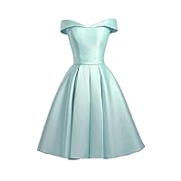 Off Shoulder Homecoming Dresses for Teens Short Women Satin Prom Dress with Beaded