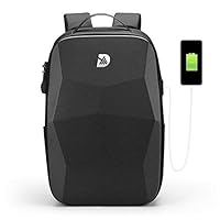 Drastyc Hard Shell Series Polyhedron Carry on Molded Cool Backpack for Men Business Office College Overnight Travel Gaming Waterproof USB Customs Lock Anti Theft 17.3