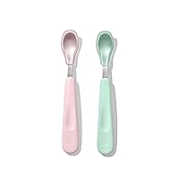OXO Tot Feeding Spoon Set with Soft Silicone - Opal and Blossom