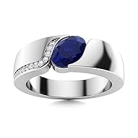 2.25Ctw Oval Cut Sapphire Simulated Diamond Men's Ring 14K White Gold Plated