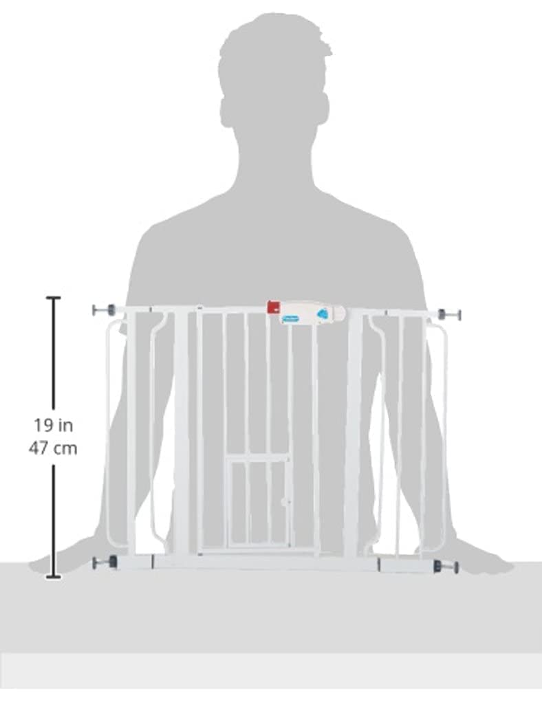 Carlson Extra Wide Walk Through Pet Gate with Small Pet Door, Includes 4-Inch Extension Kit, Pressure Mount Kit and Wall Mount Kit,White