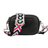 Libby Crossbody Bags For Women - Adjustable Body Strap - Shoulder Bag - Satchel -Black; Berry Stripe