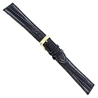 20mm Speidel Black Padded Gator Genuine Leather Mens Watch Band X-Long 923 734